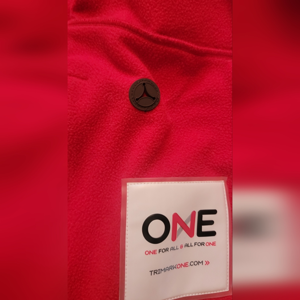 Solid Red Zip Up Jacket With Some White Striping … - image 7